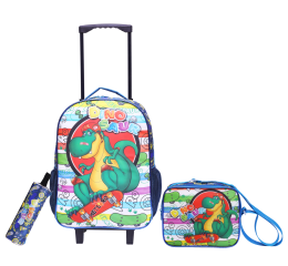 KIT MOCHILA CARRINHO+LANC.+ESTOJO DINO BPD20935